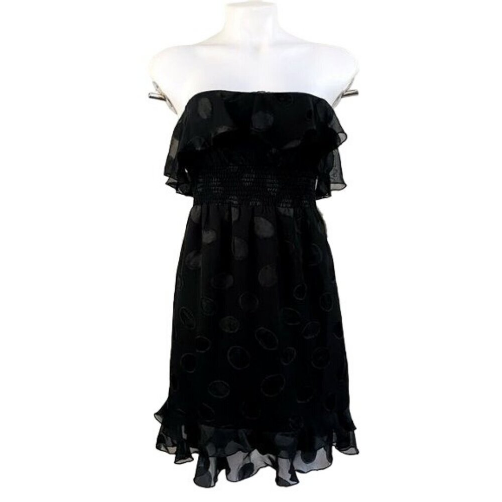 Johnny Martin Black Mini Polka Dot Strapless Short Dress NWT Size M